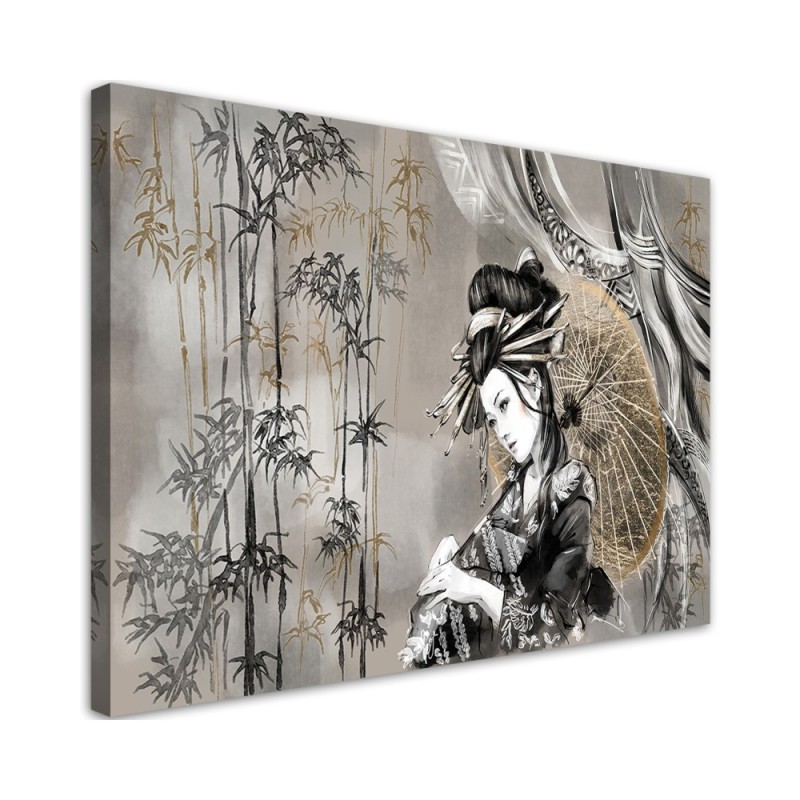 Leinwandbild - Geisha und Bambus | Feeby