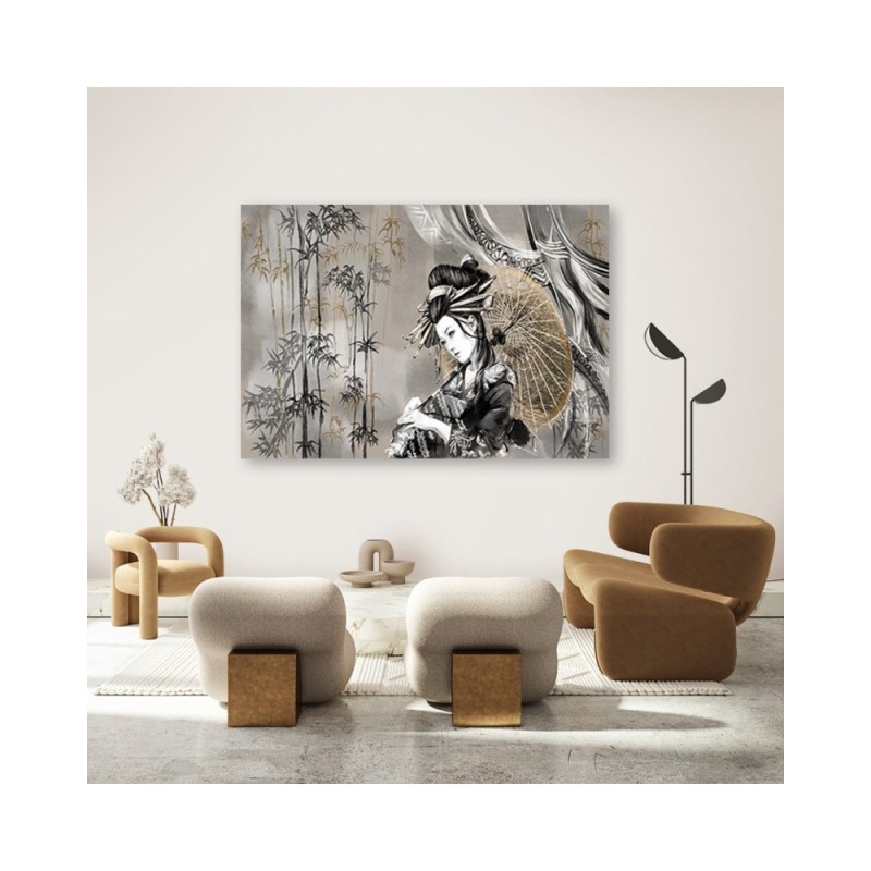 Leinwandbild - Geisha und Bambus | Feeby