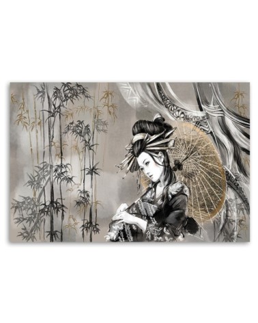 Leinwandbild - Geisha und Bambus | Feeby