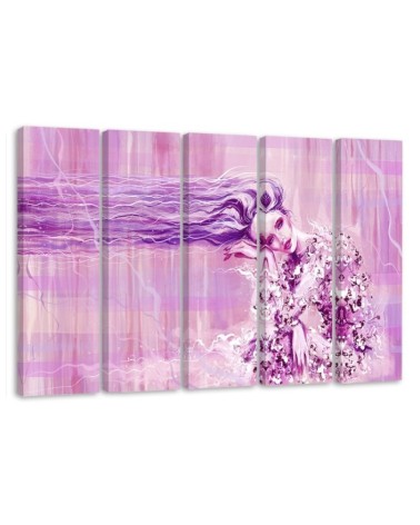 Woman with long hair - Multipart canvas painting | FEEBY