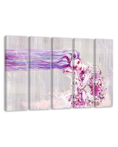Woman with long hair - Modern Canvas painting for living room | FEEBY