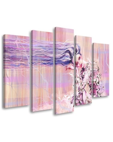Woman with long hair - Multipart paintings for the living room | FEEBY