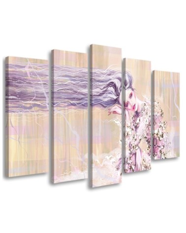 Woman with long hair - Multipart paintings for the living room | FEEBY