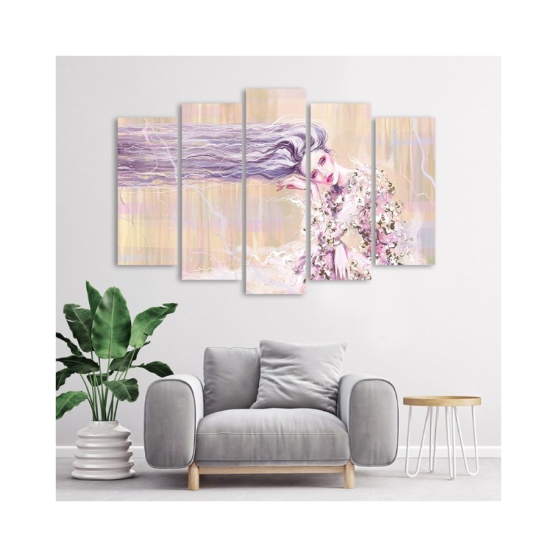 Wandbild für Wohnzimmer - Eine Frau mit langen Haaren | Feeby