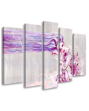 Woman with long hair - Multipart Canvas print for the living room | FEEBY