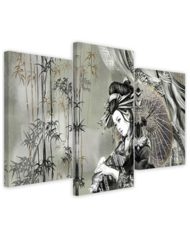 Canvas print for the room printed on canvas - Geisha and bamboos | FEEBY