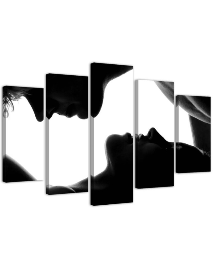 Leinwanddruck - Schwarzer und weißer Kuss | Feeby