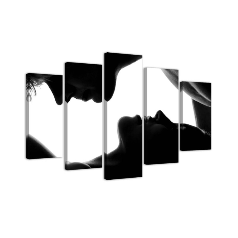 Leinwanddruck - Schwarzer und weißer Kuss | Feeby