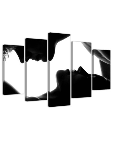 Leinwanddruck - Schwarzer und weißer Kuss | Feeby