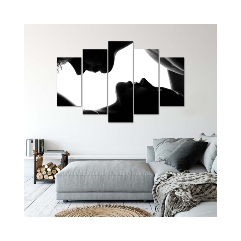 Leinwanddruck - Schwarzer und weißer Kuss | Feeby