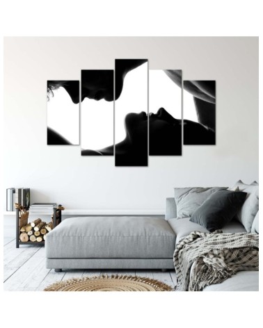 Leinwanddruck - Schwarzer und weißer Kuss | Feeby