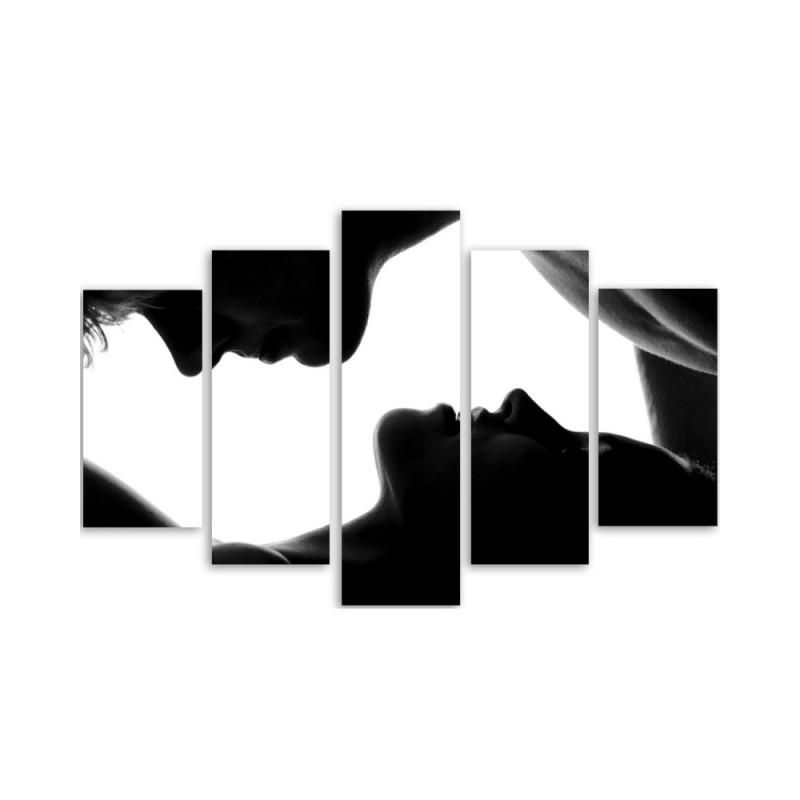 Leinwanddruck - Schwarzer und weißer Kuss | Feeby