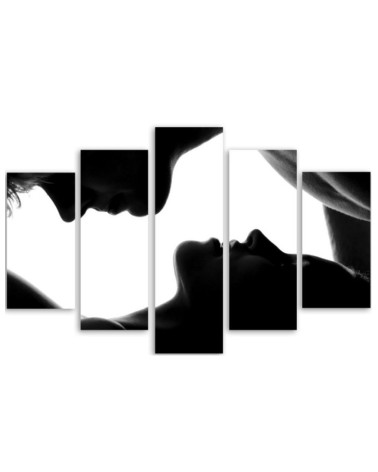 Leinwanddruck - Schwarzer und weißer Kuss | Feeby