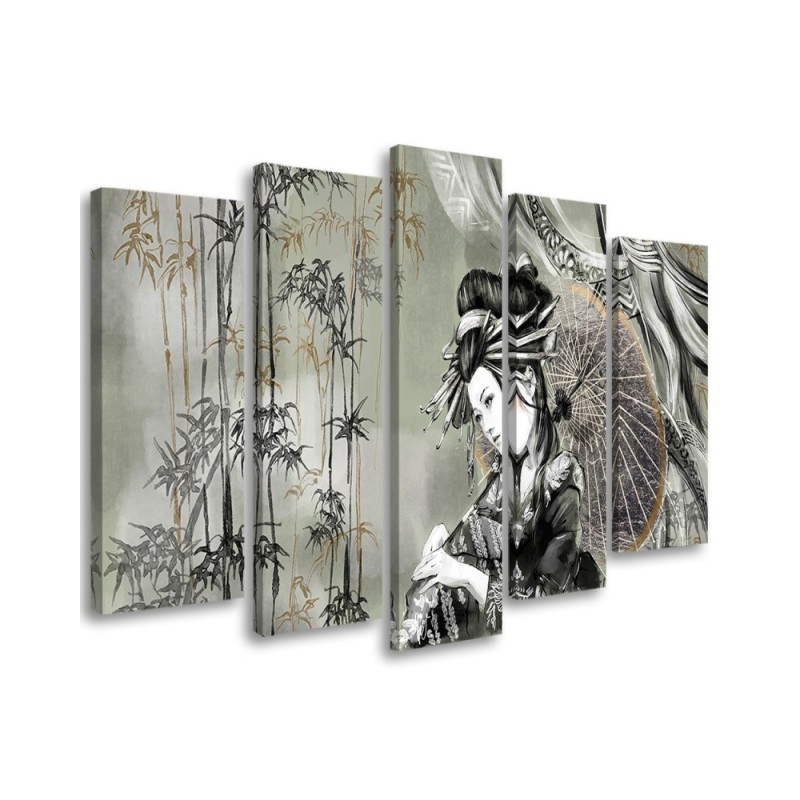 Wandbild für Wohnzimmer - Geisha und Bambus | Feeby