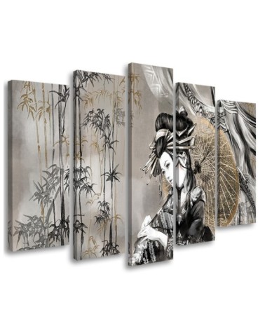 Canvas print for the room printed on canvas - Geisha and bamboos | FEEBY