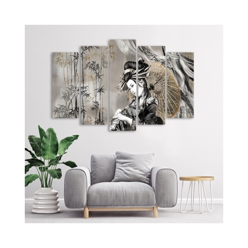 Modernes Wandbild - Geisha und Bambus | Feeby