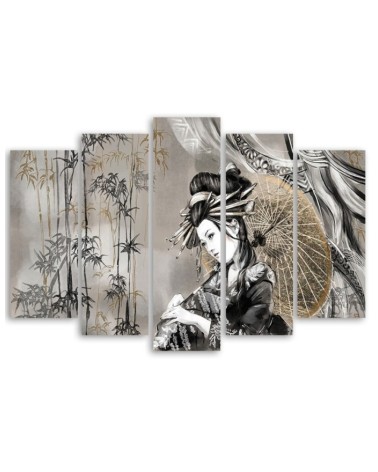 Modernes Wandbild - Geisha und Bambus | Feeby