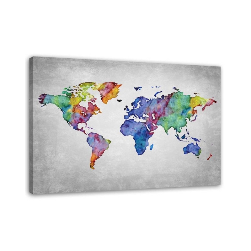 Bild auf Leinwand - Mehrfarbige Weltkarte | Feeby