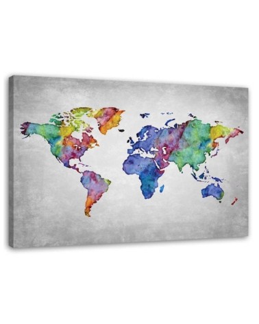 Bild auf Leinwand - Mehrfarbige Weltkarte | Feeby