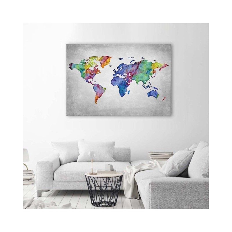 Bild auf Leinwand - Mehrfarbige Weltkarte | Feeby
