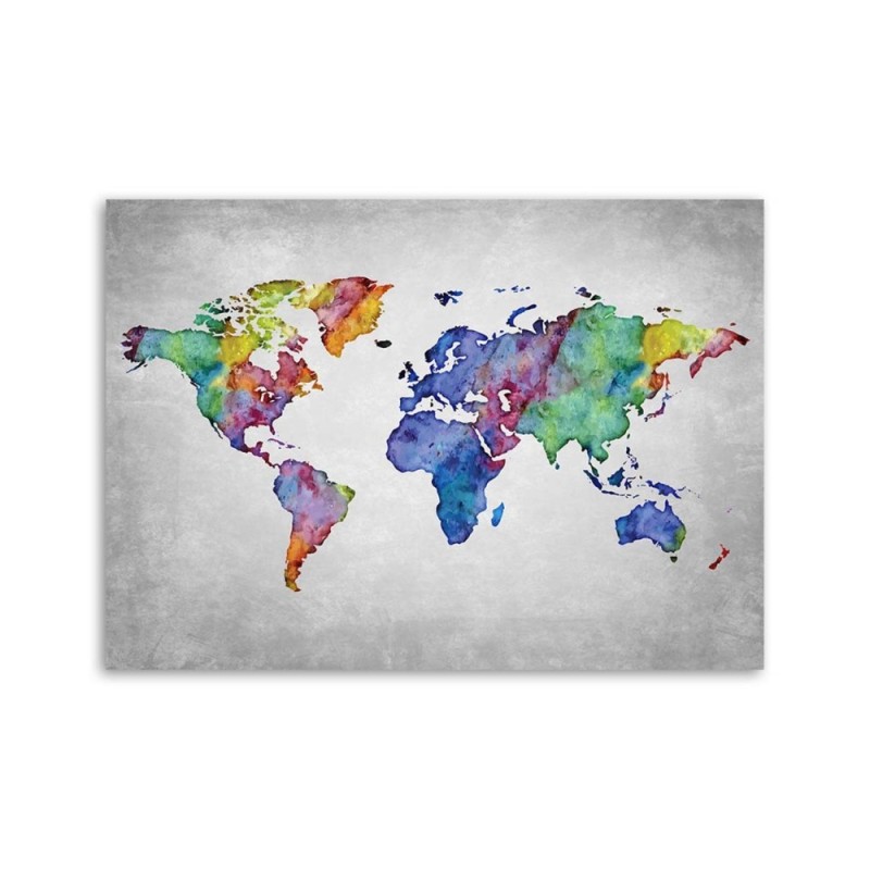 Bild auf Leinwand - Mehrfarbige Weltkarte | Feeby