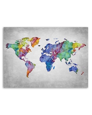 Bild auf Leinwand - Mehrfarbige Weltkarte | Feeby