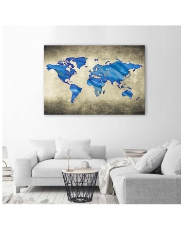 Leinwandbild - Blaue Weltkarte | Feeby