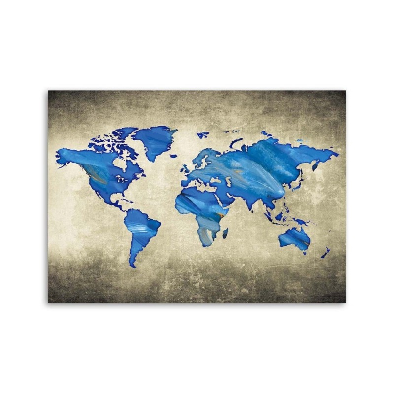 Leinwandbild - Blaue Weltkarte | Feeby