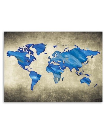 Leinwandbild - Blaue Weltkarte | Feeby