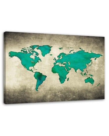 Wandbild für Wohnzimmer - Grüne Weltkarte | Feeby