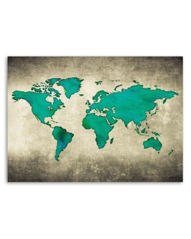 Wandbild für Wohnzimmer - Grüne Weltkarte | Feeby