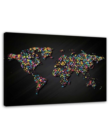 World map with coloured dots - Canvas prints | FEEBY