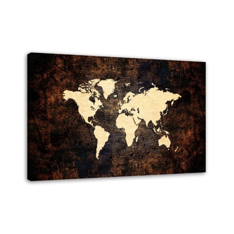 Bild auf Leinwand - Braune Weltkarte | Feeby