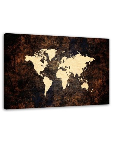 Bild auf Leinwand - Braune Weltkarte | Feeby