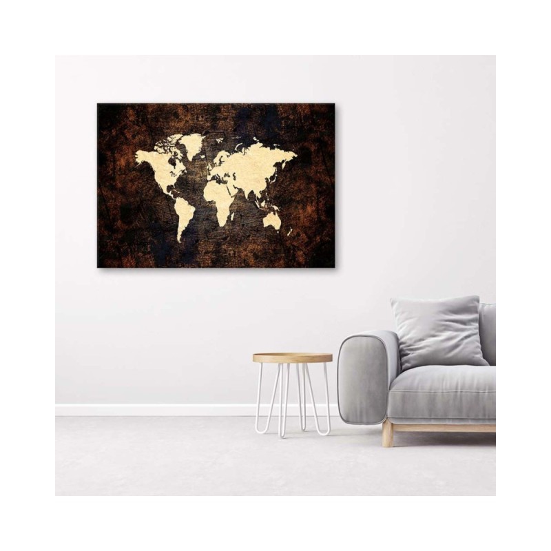 Bild auf Leinwand - Braune Weltkarte | Feeby