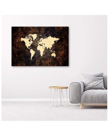 Bild auf Leinwand - Braune Weltkarte | Feeby