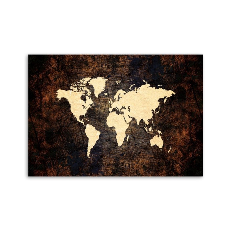 Bild auf Leinwand - Braune Weltkarte | Feeby