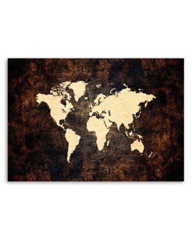 Bild auf Leinwand - Braune Weltkarte | Feeby