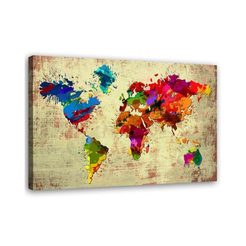 Leinwandbild - Bunte Weltkarte Vintage | Feeby