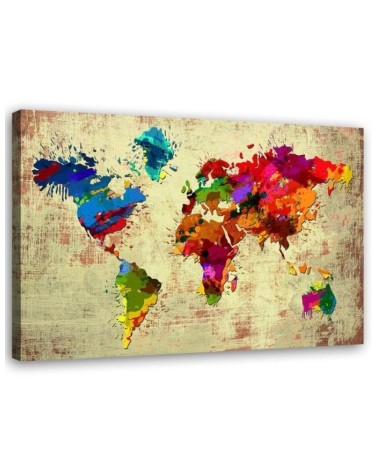 Canvas prints office paintings - Coloured world map | FEEBY