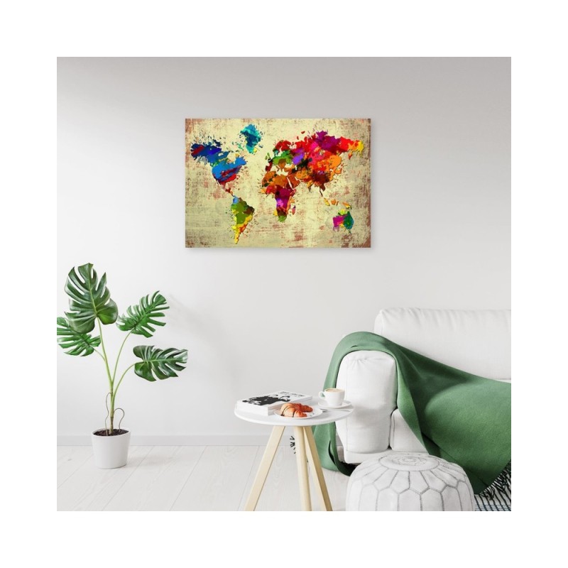 Leinwandbild - Bunte Weltkarte Vintage | Feeby