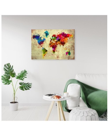 Leinwandbild - Bunte Weltkarte Vintage | Feeby