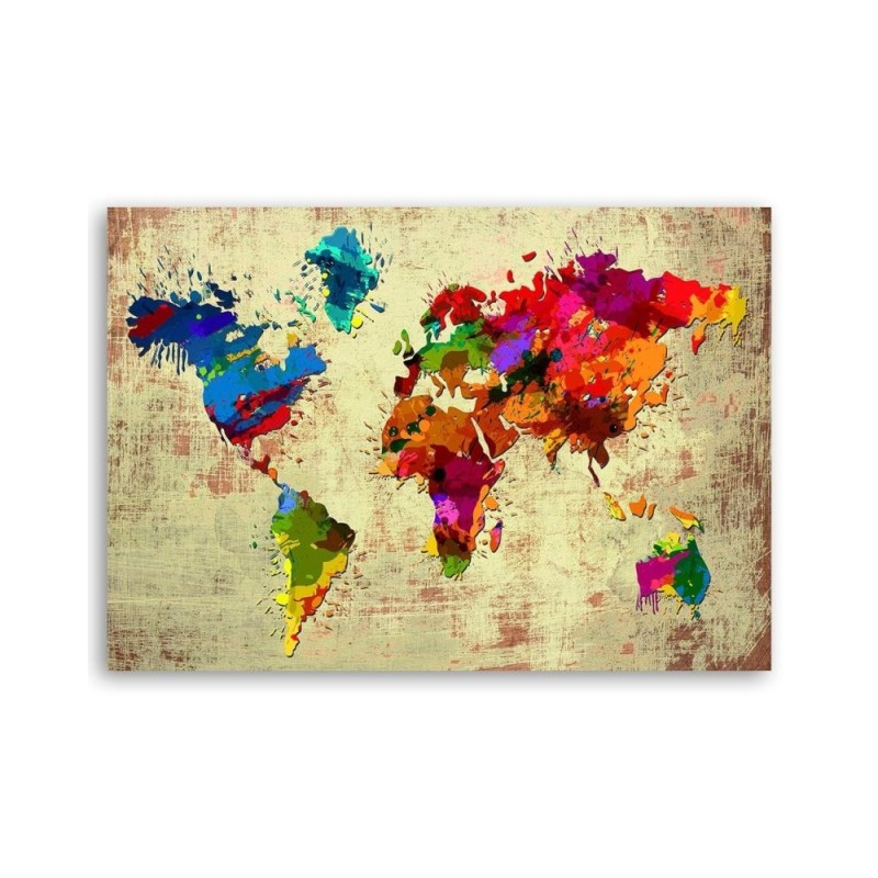 Leinwandbild - Bunte Weltkarte Vintage | Feeby