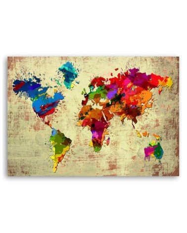 Leinwandbild - Bunte Weltkarte Vintage | Feeby