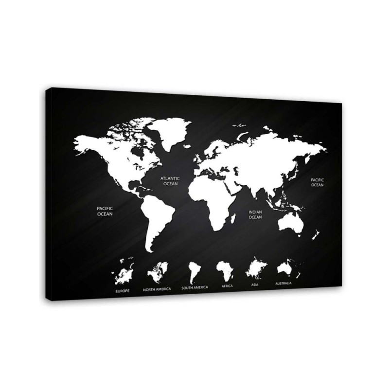 Bild auf Leinwand - Weltkarte und Kontinente | Feeby