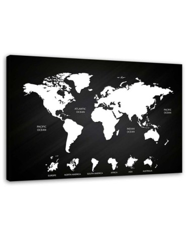 Canvas office paintings - World map black and white | FEEBY