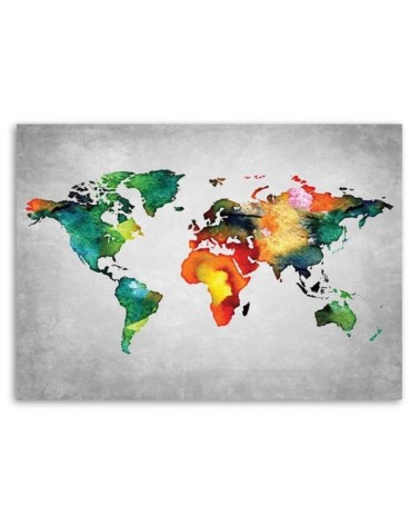 Modernes Wandbild - Farbige Weltkarte auf Beton | Feeby