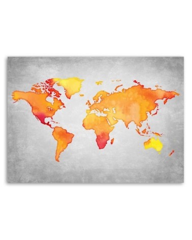 Dekoratives Leinwandbild - Orangefarbene Weltkarte | Feeby