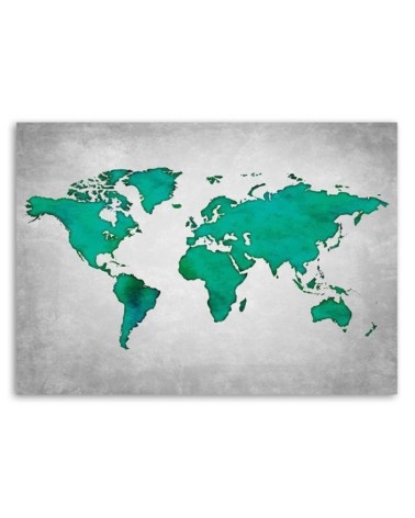 Leinwandbild - Grüne Weltkarte auf Beton | Feeby