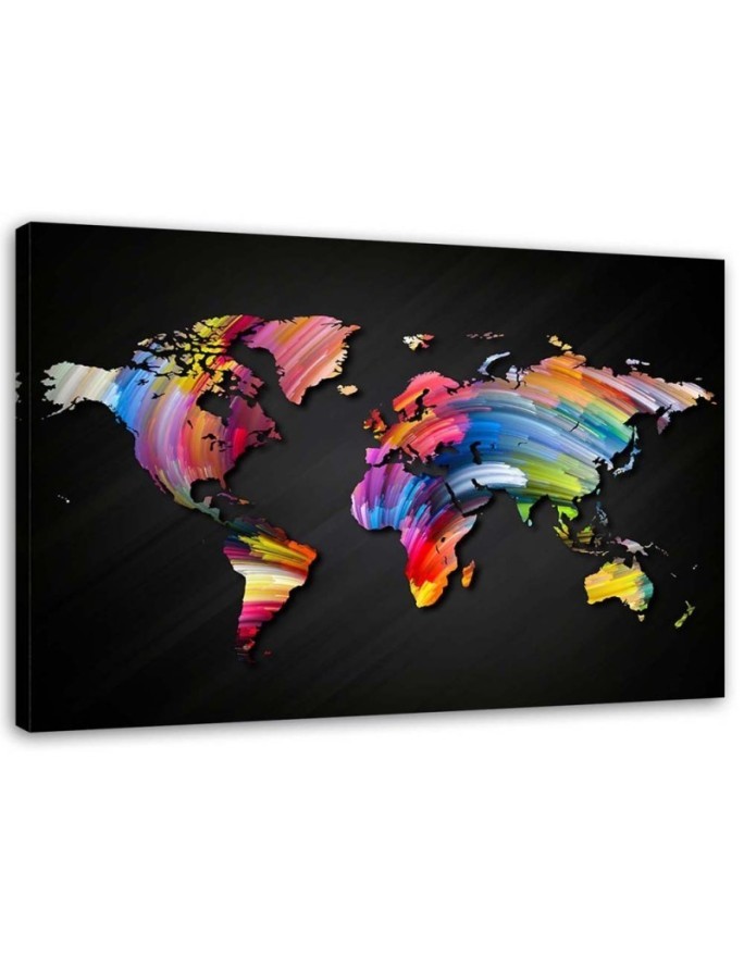 Leinwandbild - Weltkarte mit verschiedenen Farben | Feeby